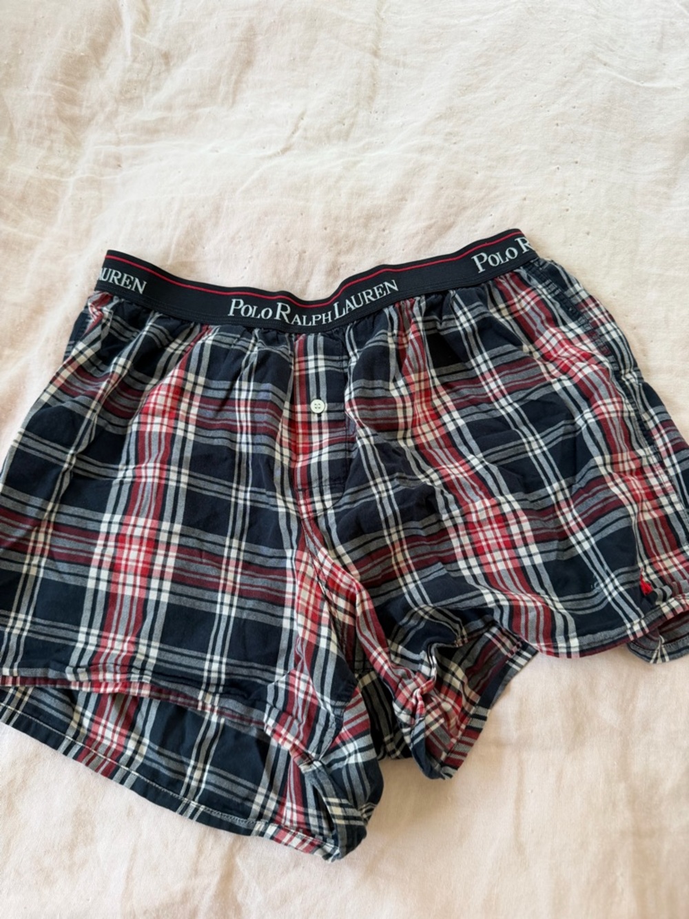 Polo by Ralph Lauren Navy, Red, White Plaid Boxer Shorts